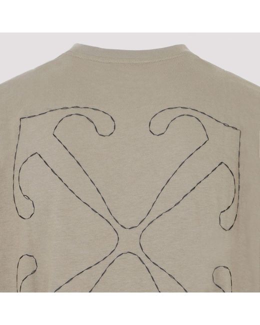 Off-White c/o Virgil Abloh Natural Logo-embroidered Cotton T-shirt for men