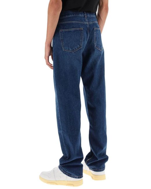 Off-White c/o Virgil Abloh Blue Loose Fit Jeans With Vintage Wash for men