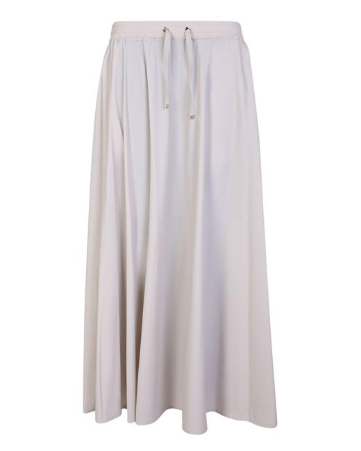 Herno White Long Skirt In Stretch Nylon With A Matt Finish