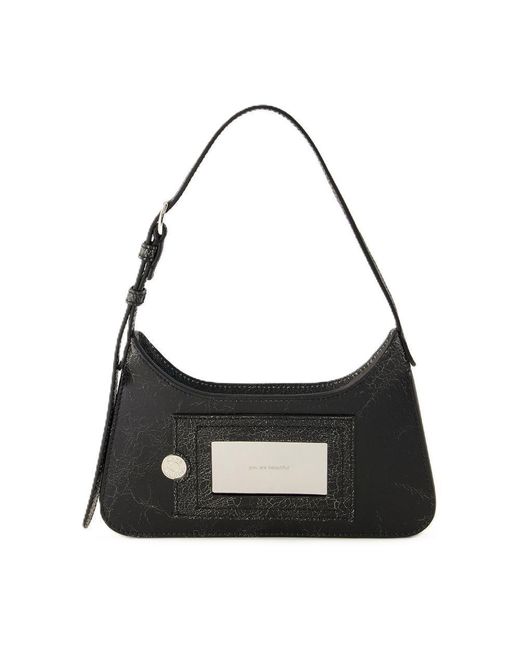 Acne Black Platt Micro Crackle Hobo Bag