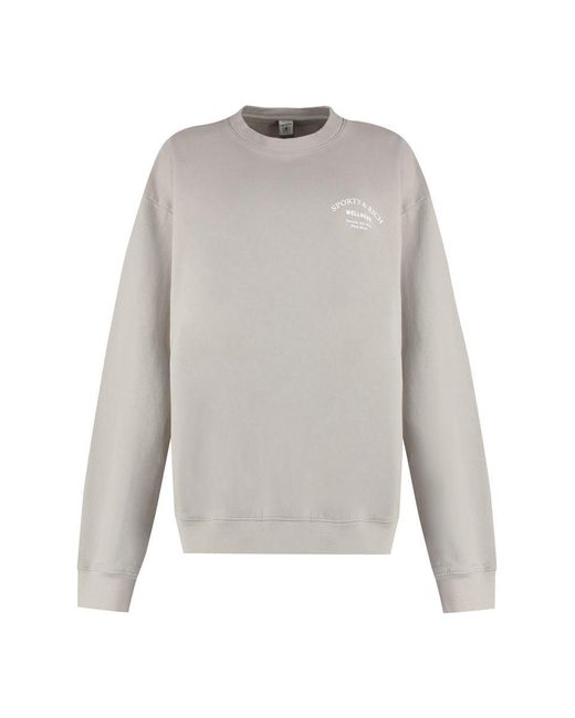 Sporty & Rich White Cotton Crew-Neck Sweatshirt