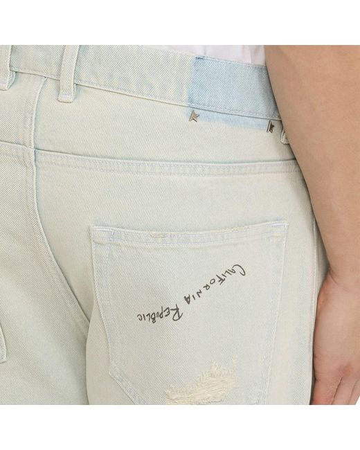 Golden Goose Deluxe Brand Natural Light Regular Denim Jeans With Wear for men
