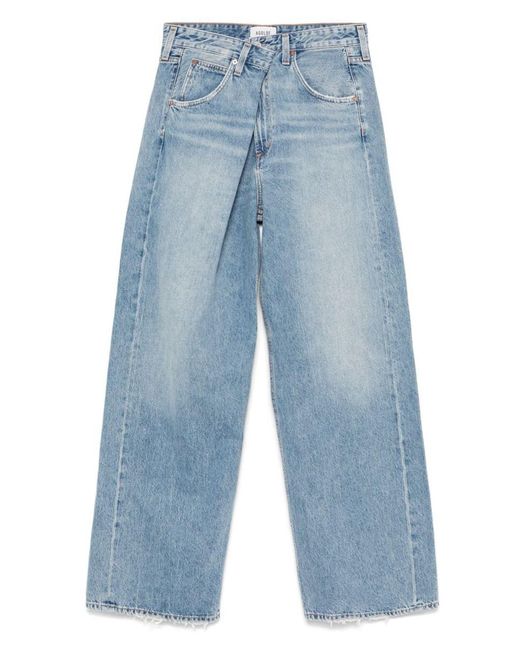Agolde Blue 'vana Jean Fold' Jeans In Dark Indigo