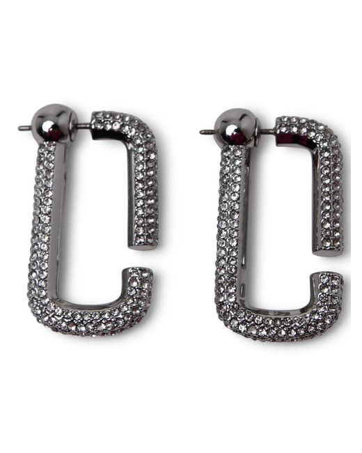 Marc Jacobs White Silver Plated Brass Pavé Earrings