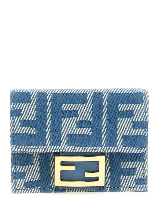 Fendi Blue 'Micro Trifold Baguette' Wallet