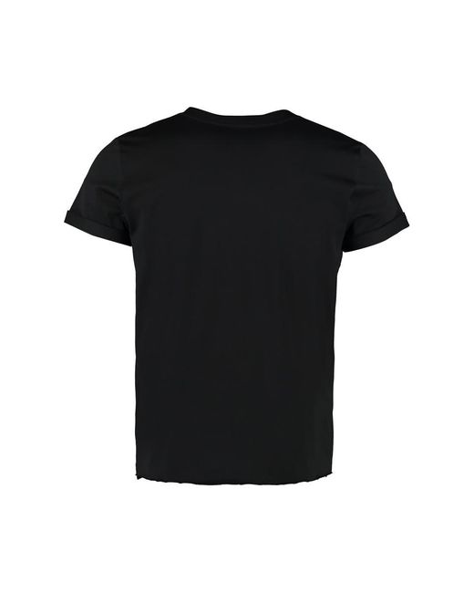 Saint Laurent Black Cotton T-Shirt With Logo for men