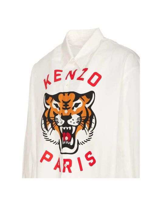 KENZO White Lucky Tiger Shirt for men