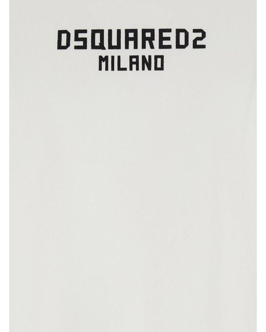 DSquared² White T-Shirt With Logo Print On The Front for men