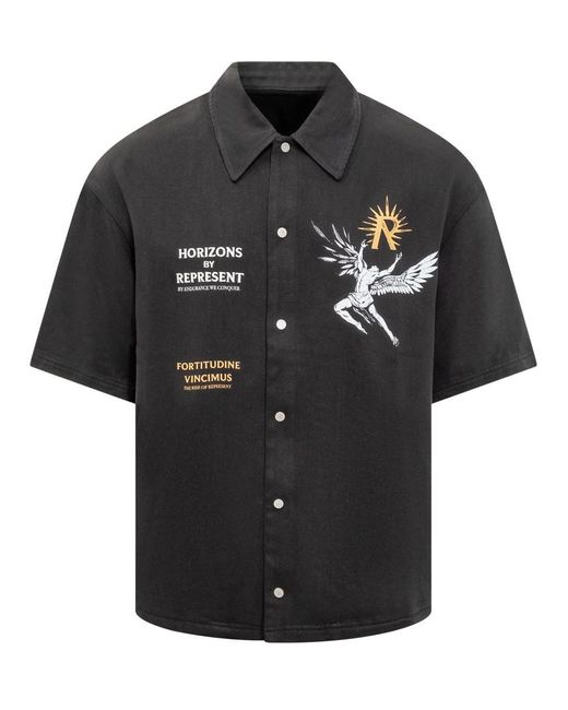 Represent Black Icarus Print Shirt for men
