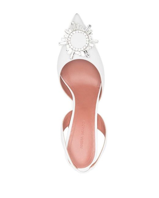 AMINA MUADDI White Crystal-embellished Pointed-toe Pumps