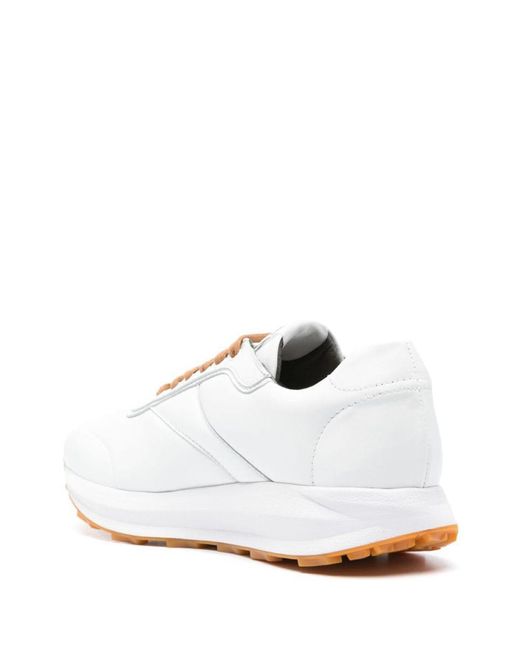 Corneliani White Logo-patch Leather Sneakers for men