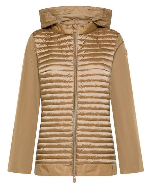 Save The Duck Natural Morena Quilted Puffer Jacket With Glossy Finish