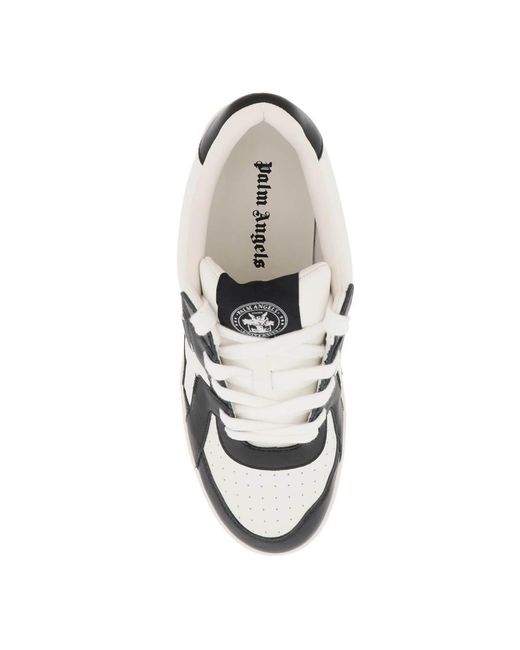 Palm Angels White 'Palm University' Two-Tone Leather Sneakers for men