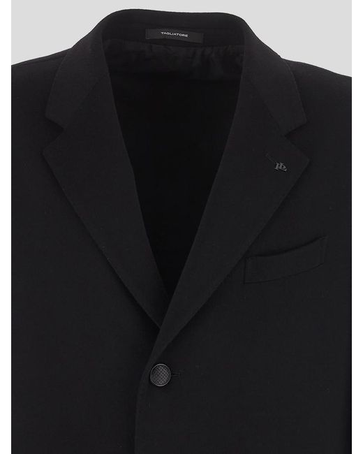 Tagliatore Black Single-breasted Coat for men