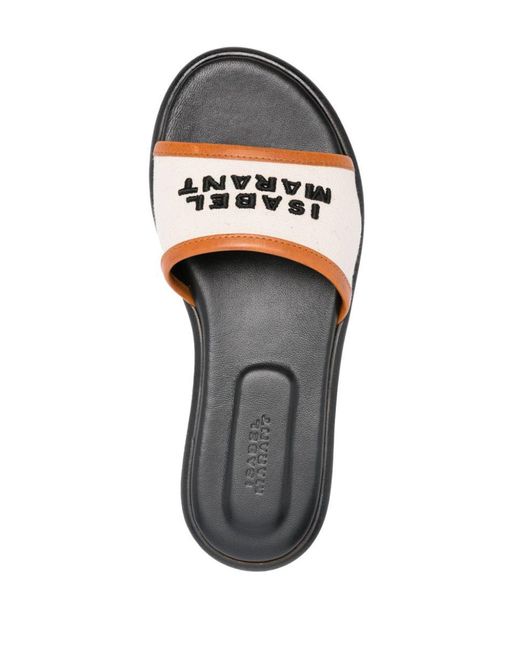 Isabel Marant Brown Vikee Logo Flat Sandals