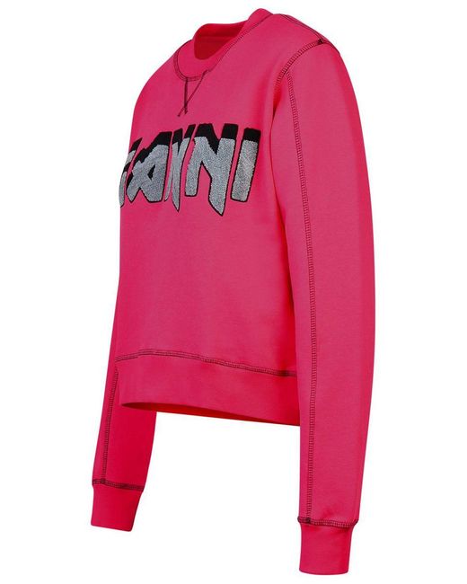 Ganni Pink Fuchsia Cotton Sweatshirt