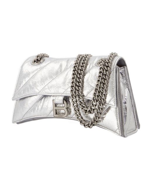 Balenciaga Gray Crush Bag With Chain