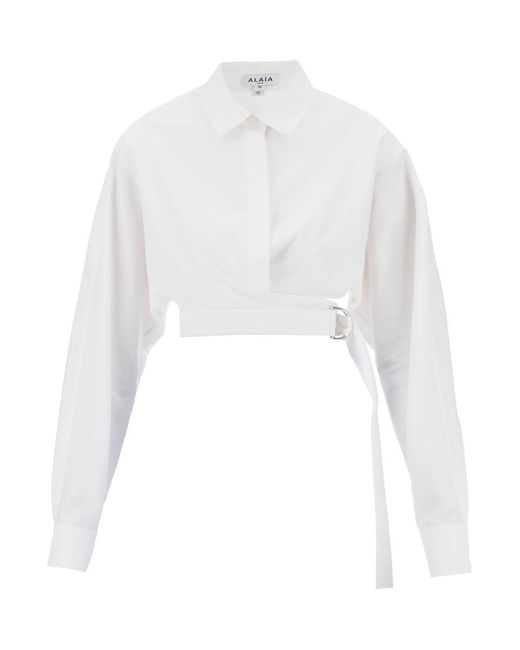 Alaïa White Alaia Crossover Shirt In Japanese Poplin