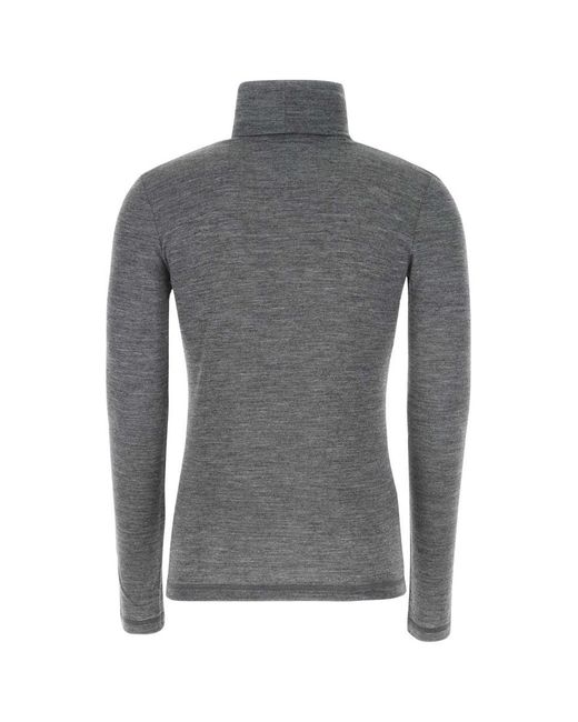 Jil Sander Gray Melange Polyester Blend Sweater for men
