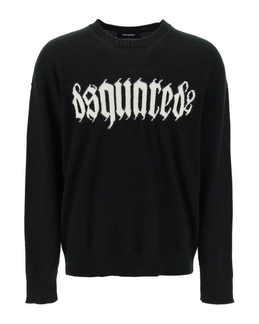 DSquared² Black Gothic Logo Sweater for men