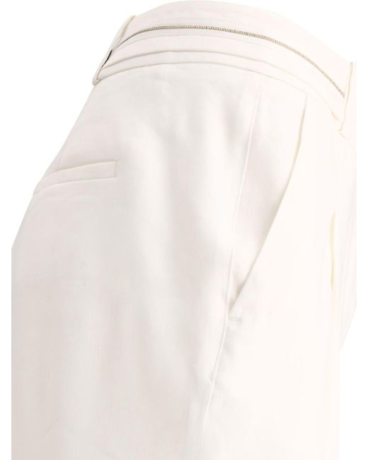 Peserico White Cuffed Trousers