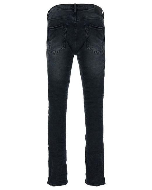 Purple Brand Blue Black Skinny Jeans With Purple Print And Rips In Denim Man for men