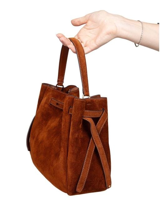 Tory Burch Brown Soft Suede Bucket Bag