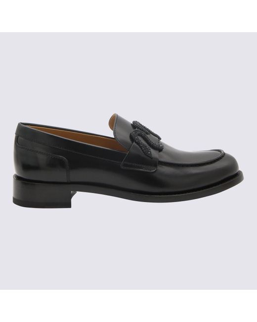 Rene Caovilla Black Leather Loafers
