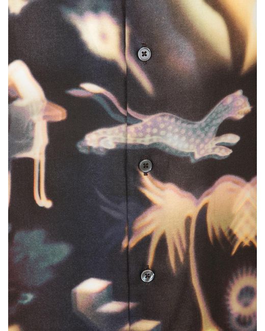 Paul Smith Black Artistic Print Long Sleeve Shirt With Classic Collar for men