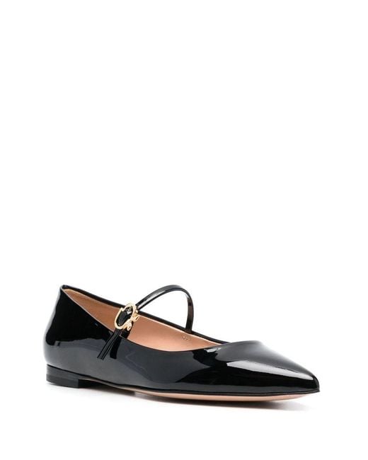Gianvito Rossi Ribbon Jane Patent Leather Ballet Flats in Black | Lyst