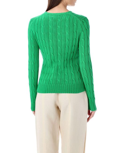 Polo Ralph Lauren Green Cable-Knit Cotton Crewneck Sweater
