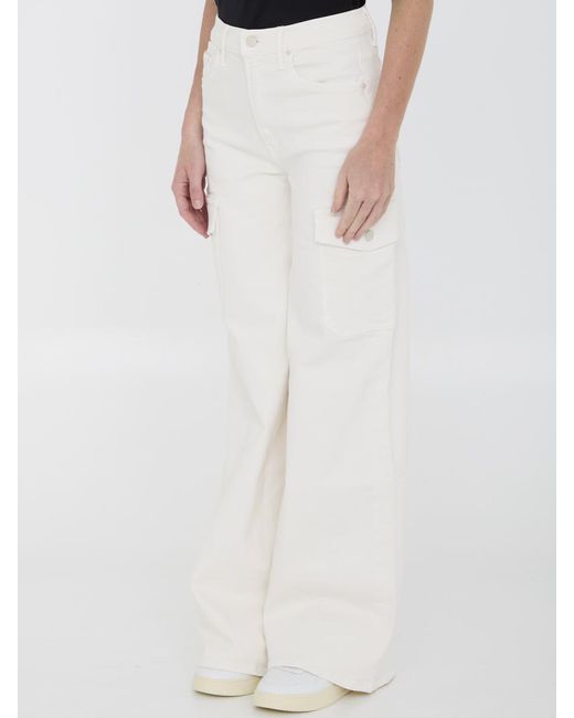 Mother White The Undercover Cargo Sneak Jeans
