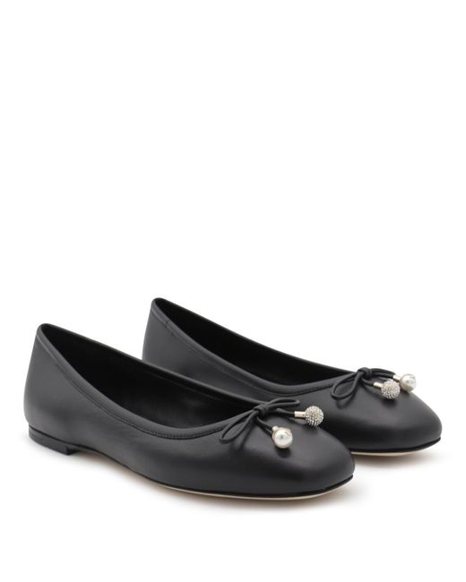 Jimmy Choo Black Leather Flats