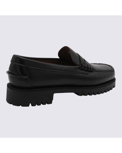 Sebago Black Leather Dan Lug Loafers