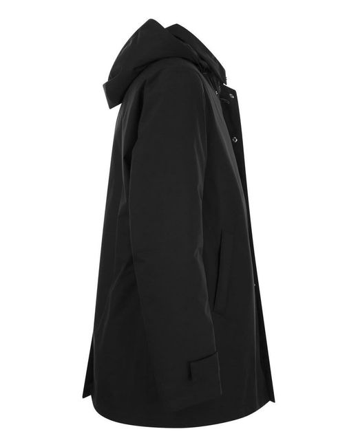 Herno Black Long Down Jacket With Hood for men