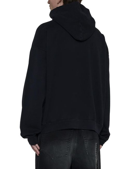 Balenciaga Black Logo Cotton Hoodie for men