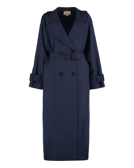 Gucci Blue Double-breasted Wool Coat