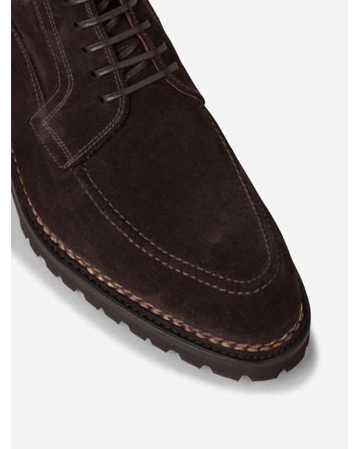 Bontoni Brown Suede Lace Up Boots for men