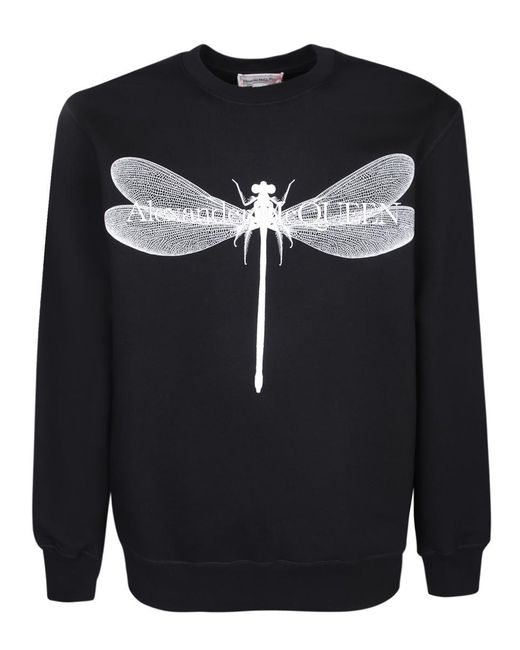 Alexander McQueen Black Dragonfly Graphic-print Cotton-jersey Sweatshirt X for men