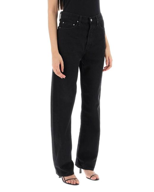 Totême  Black Jeans With Dark Wash And Twisted Seams