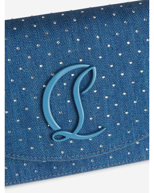 Christian Louboutin Blue Denim Rhinestone Clutch