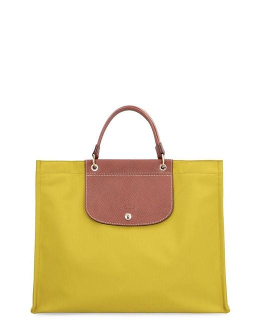 Longchamp Yellow "Cabas L" Shopping Bag