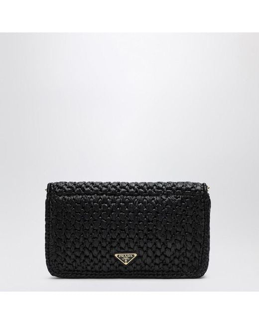 Prada Black Crochet Shoulder Bag With Logo