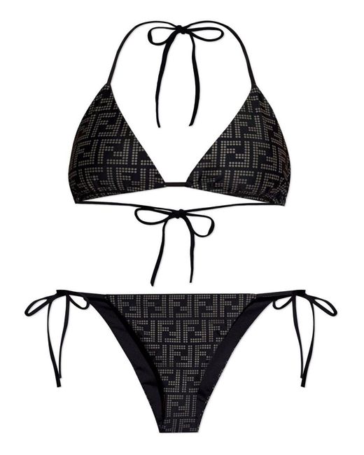 Fendi Black Ff Triangle Bikini Set