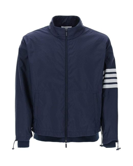Thom Browne Blue 4-Bar Ripstop Windbreaker Jacket for men