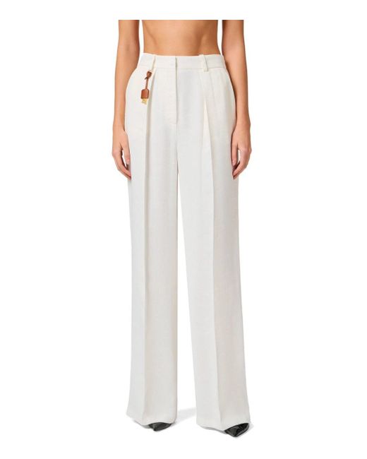 Elisabetta Franchi White Ivory Trousers With Charm