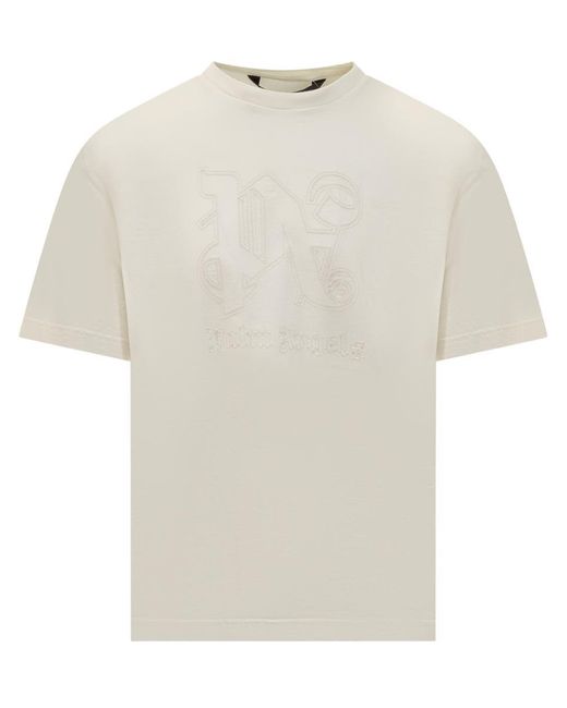 Palm Angels White Monogram T-shirt for men
