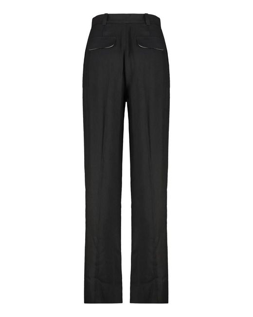 Elisabetta Franchi Black High-Waist Wide-Leg Trousers