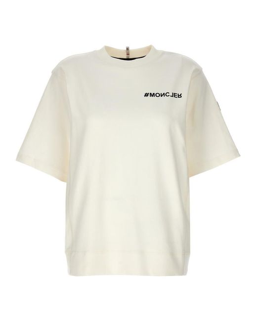3 MONCLER GRENOBLE White Logo Print T-Shirt