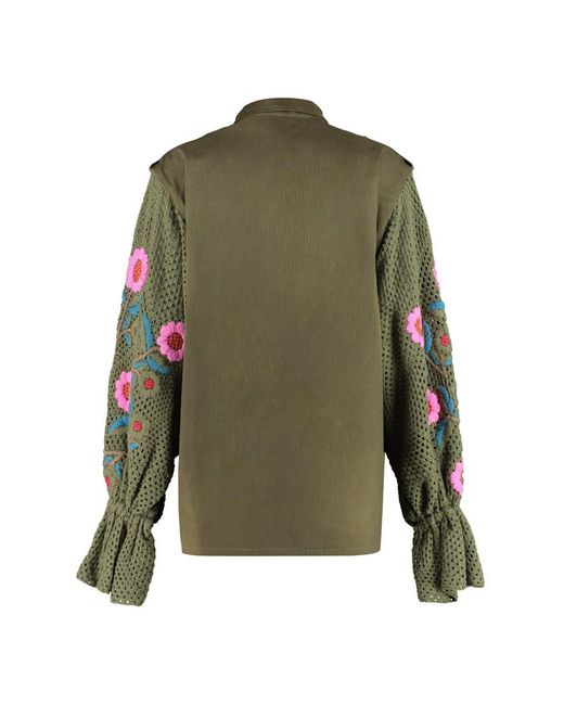 TU LIZE Green Jacket With Knitted Sleeves